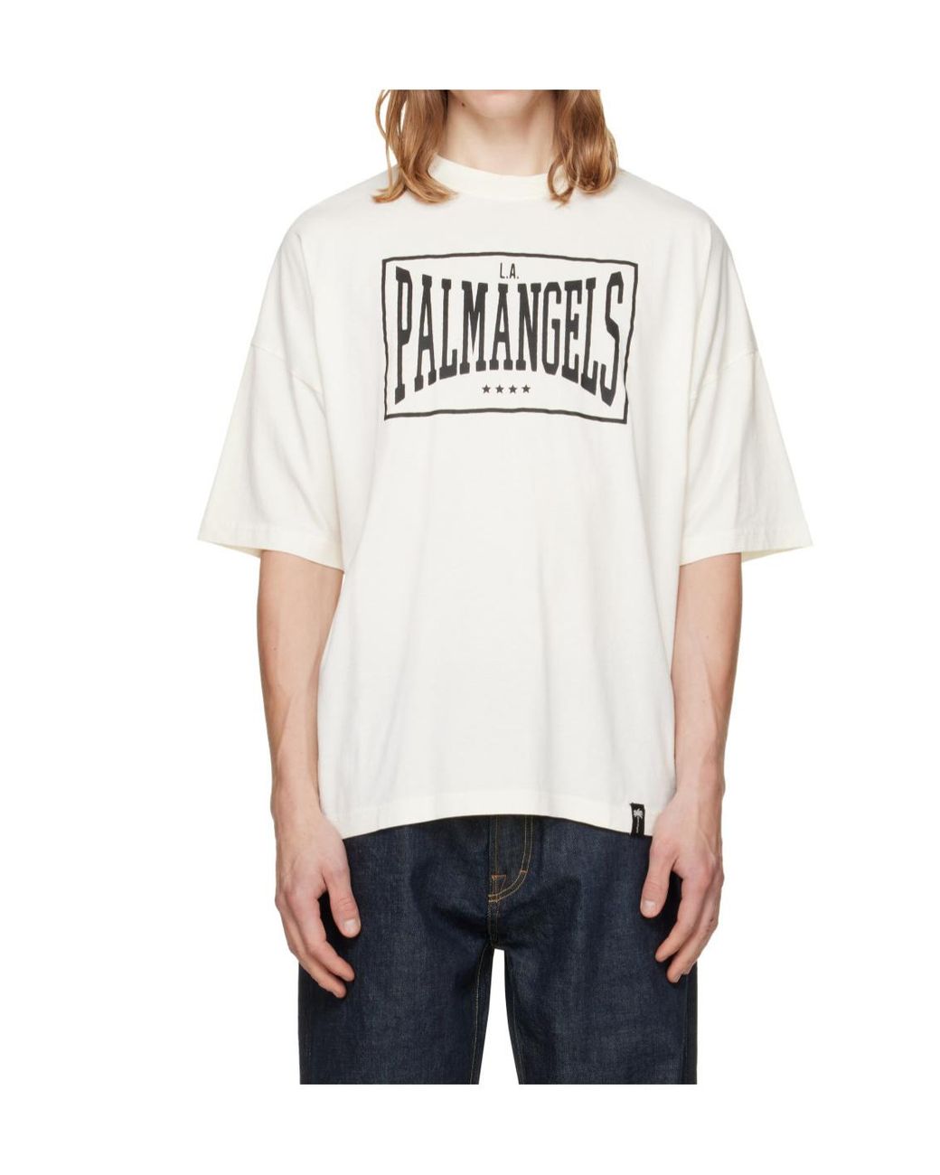 Palm Angels White Retro Logo Loose-Fit T-Shirt for men