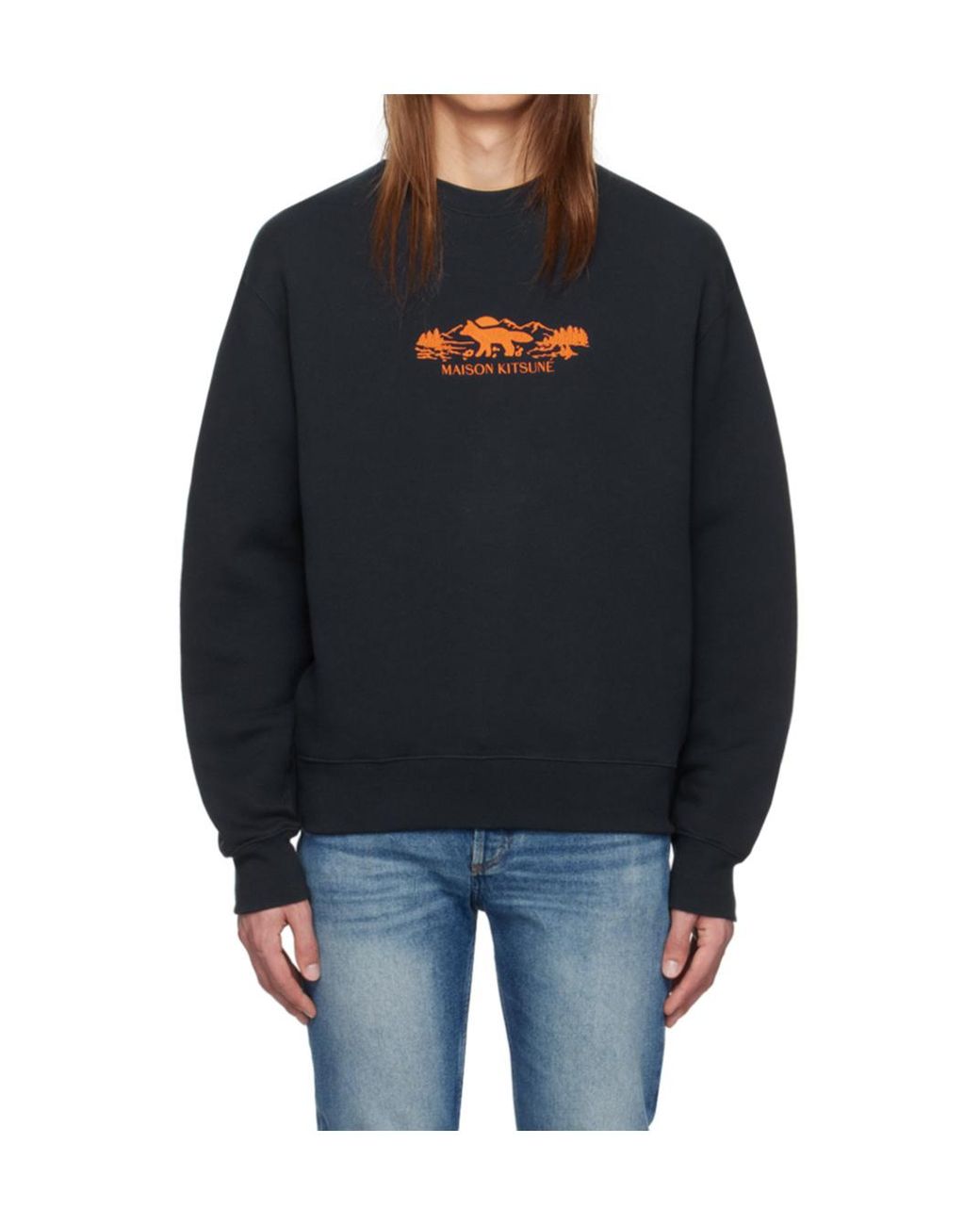 Maison Kitsuné Black Maison Kitsuné Outdoor Profile Fox Crewneck Sweatshirt for men