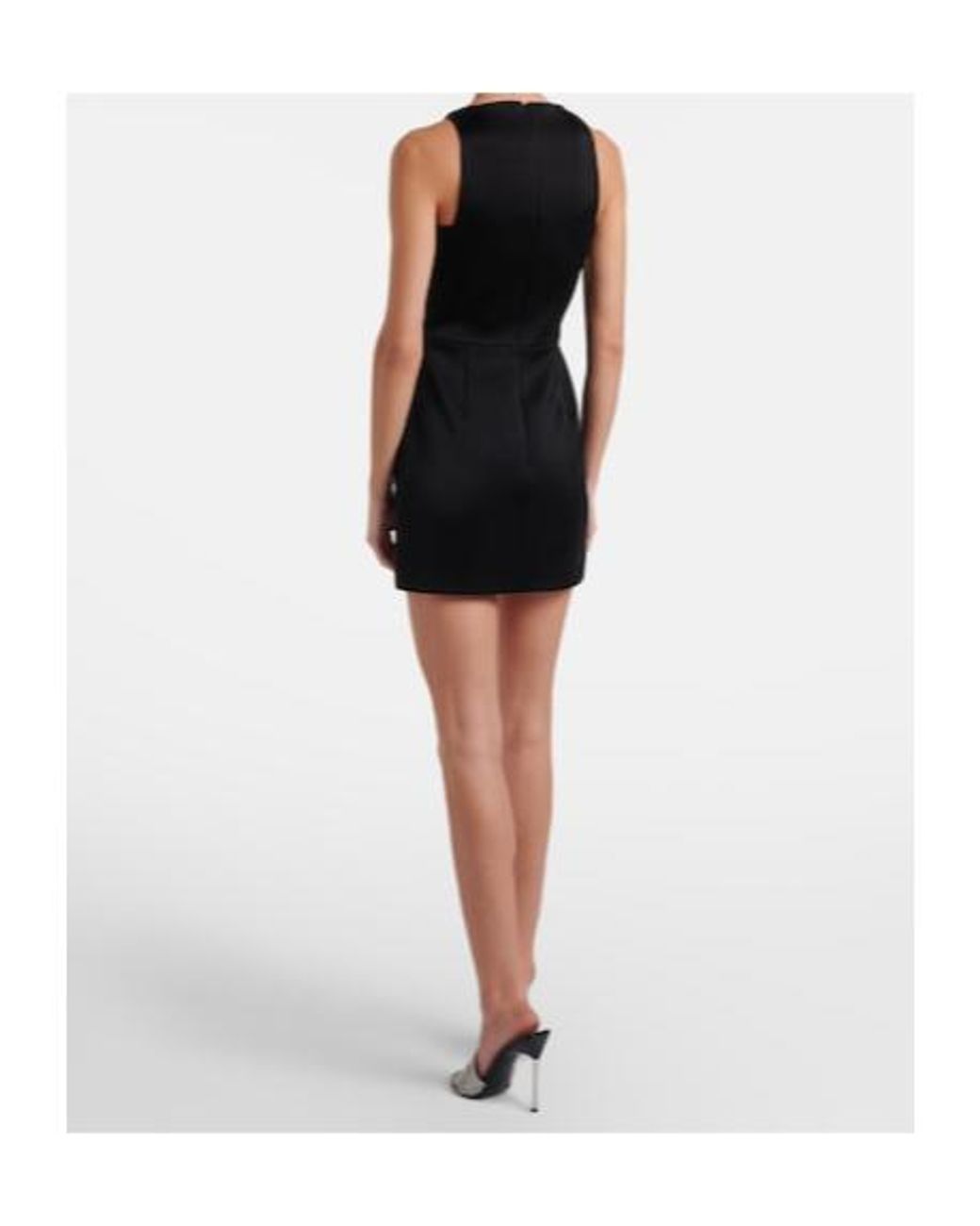 David Koma Black Embellished Floral Satin Minidress