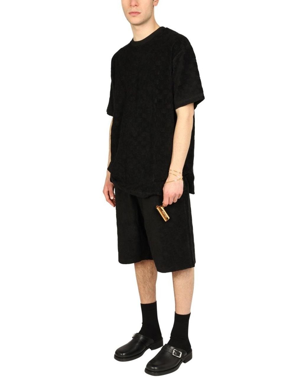 Ambush Black Monogram Drawstring Bermuda Shorts for men