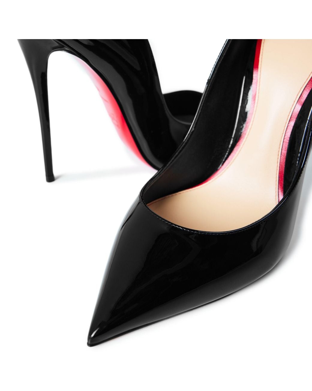 Christian Louboutin Black Pointed Toe Patent Leather Stiletto Pumps
