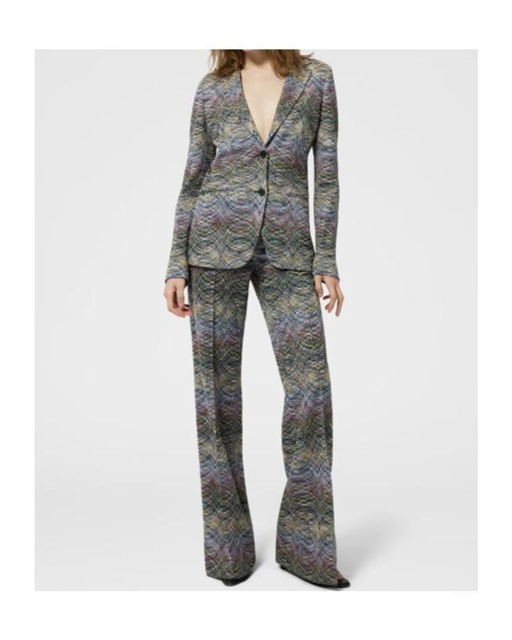 Missoni Gray Chevron Knitted Trousers