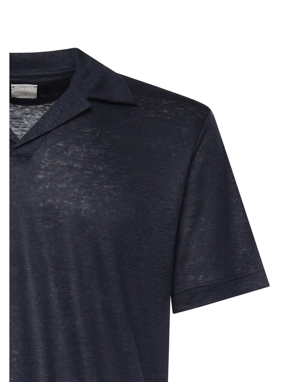 Eleventy Blue Open Collar Linen Polo Shirt for men