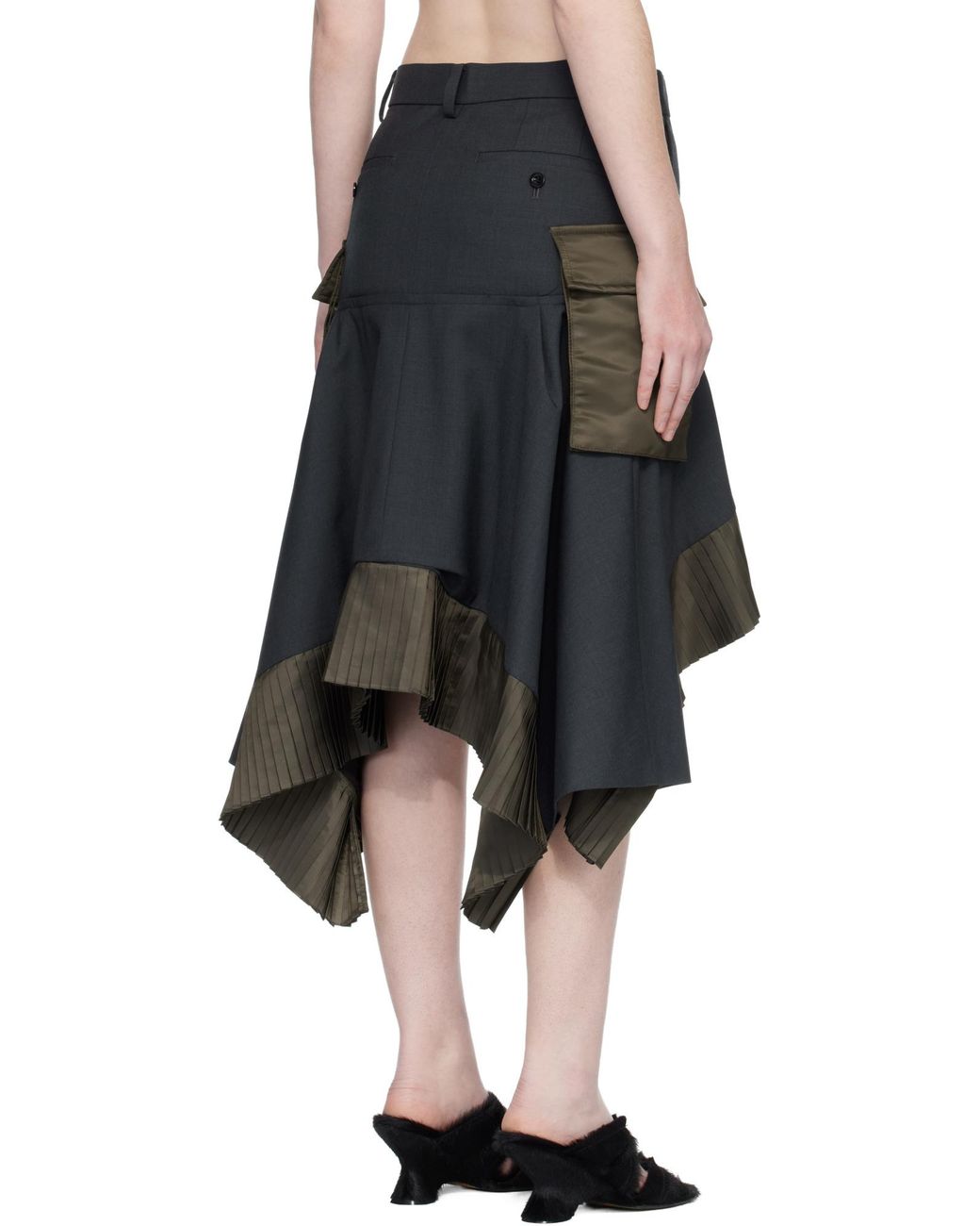 Sacai Gray Suiting X Twill Skirt