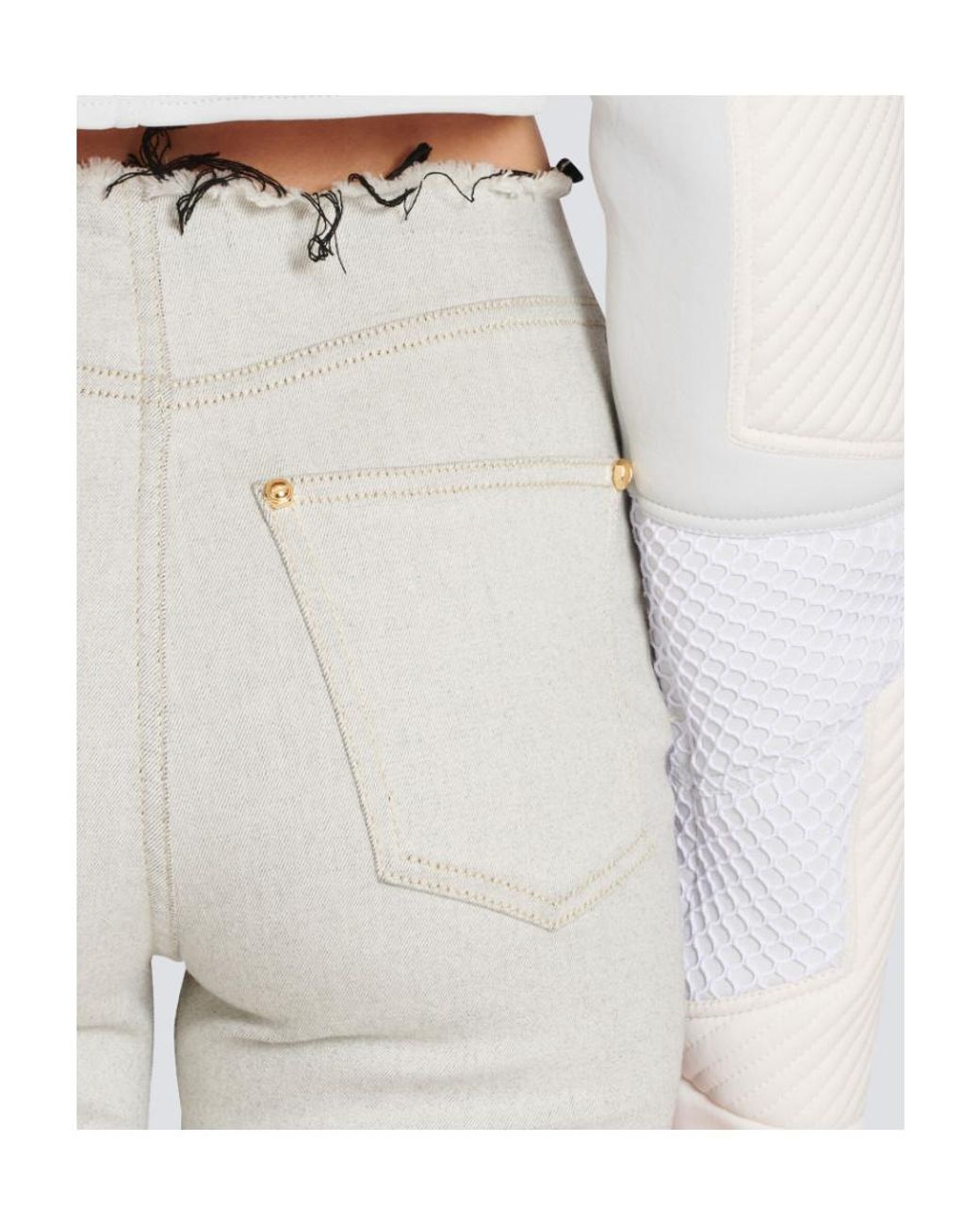 Balmain Gray Slim-Fit Ribbed Jeans