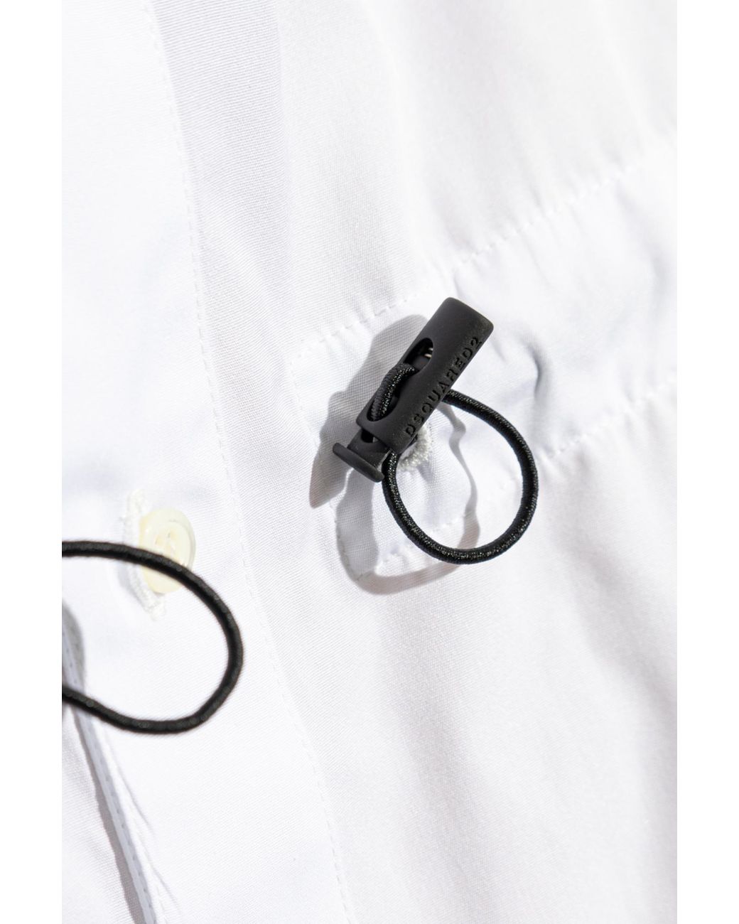 DSquared² White Logo Printed Drawstring Waist Mini Shirt Dress