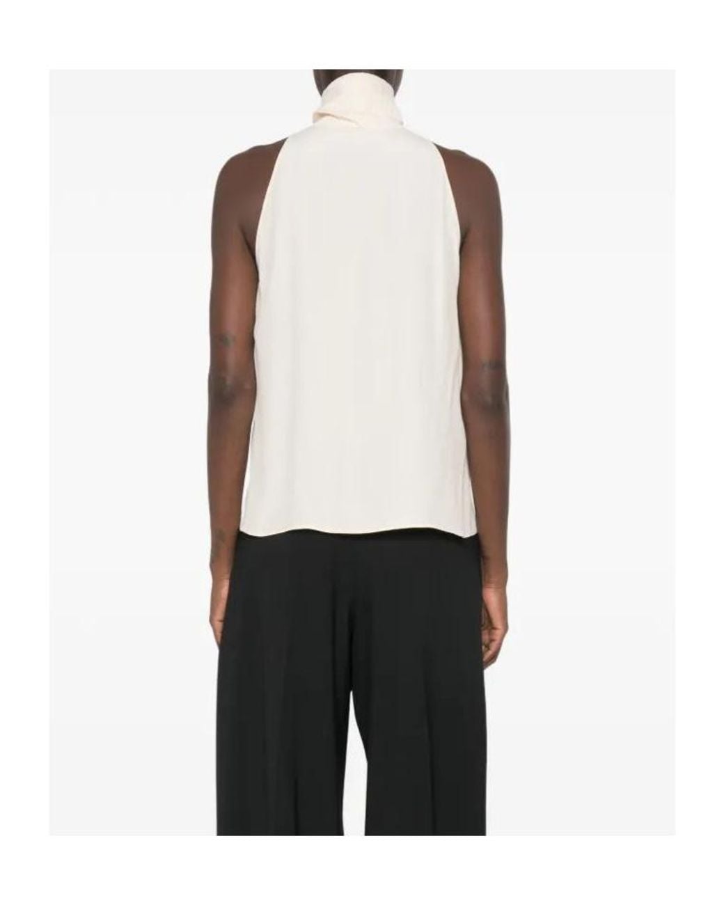 Alberta Ferretti Natural Ruffled Top