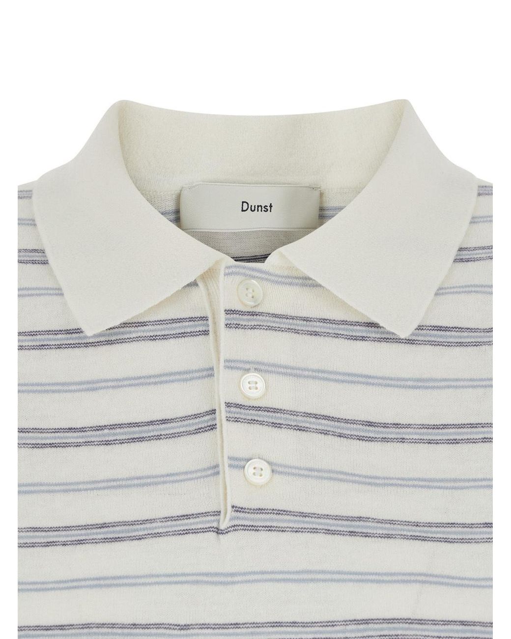 DUNST White Striped Knit Polo Top