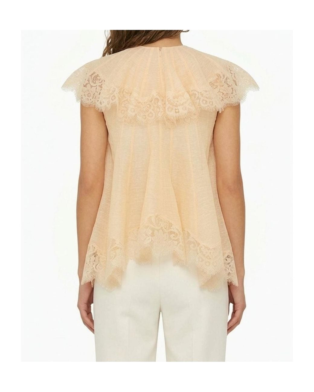 Zimmermann Natural Ascent Lace Flutter Top