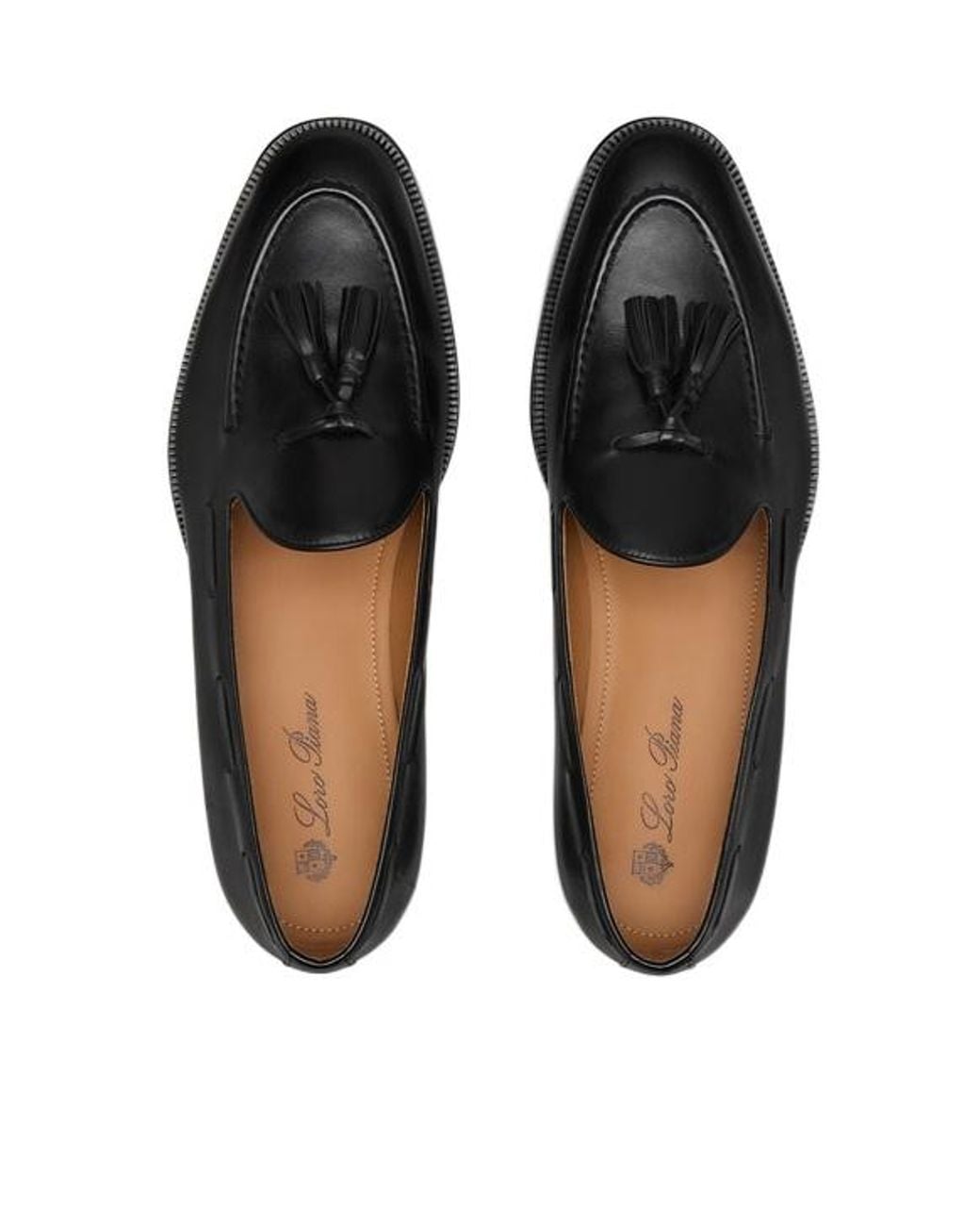 Loro Piana Black Serge Flat Loafers for men