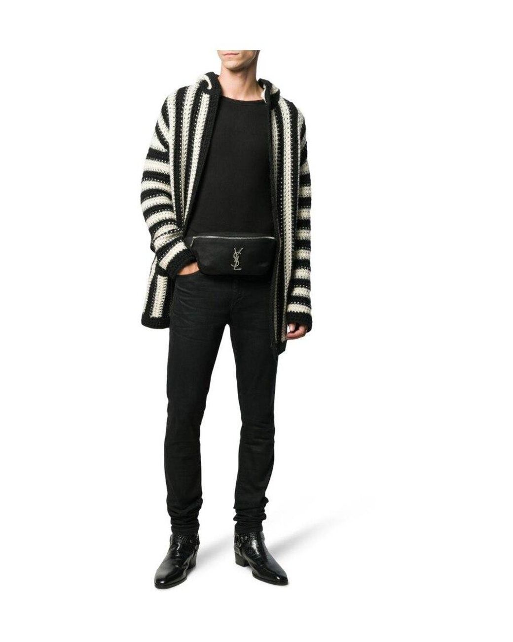 Saint Laurent Black Classic Monogram Belt Bag for men