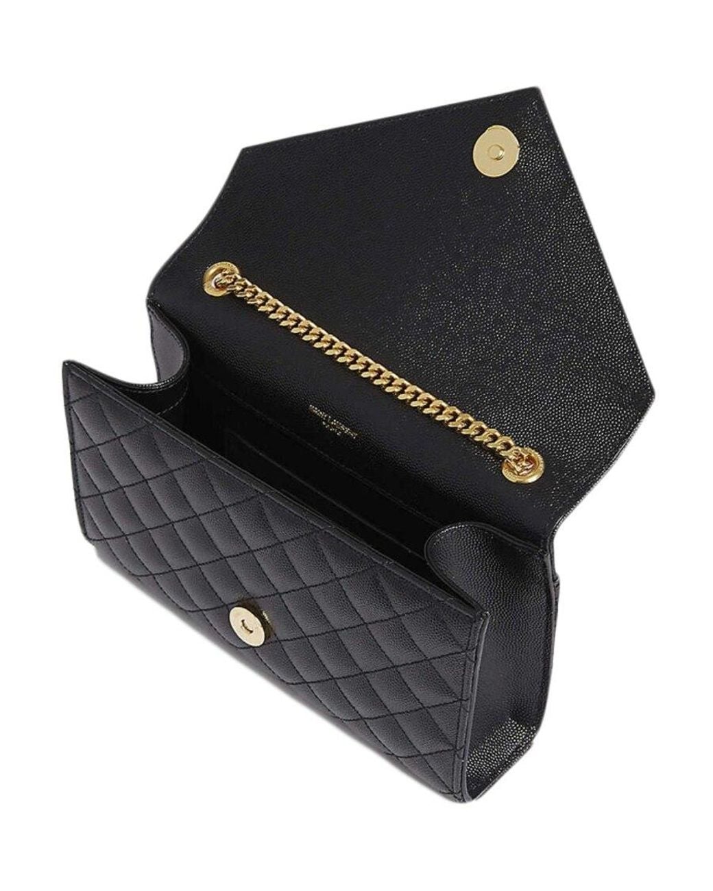 Saint Laurent Black Envelope Matelassé Small Crossbody Bag