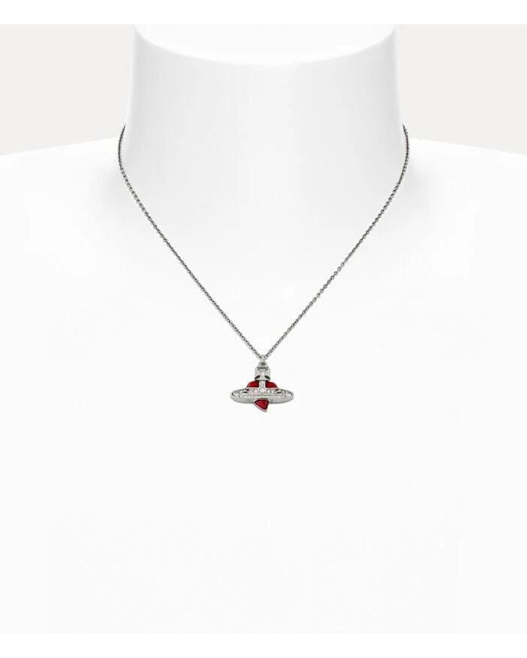 Vivienne Westwood White Logo Pendant Embellished Necklace