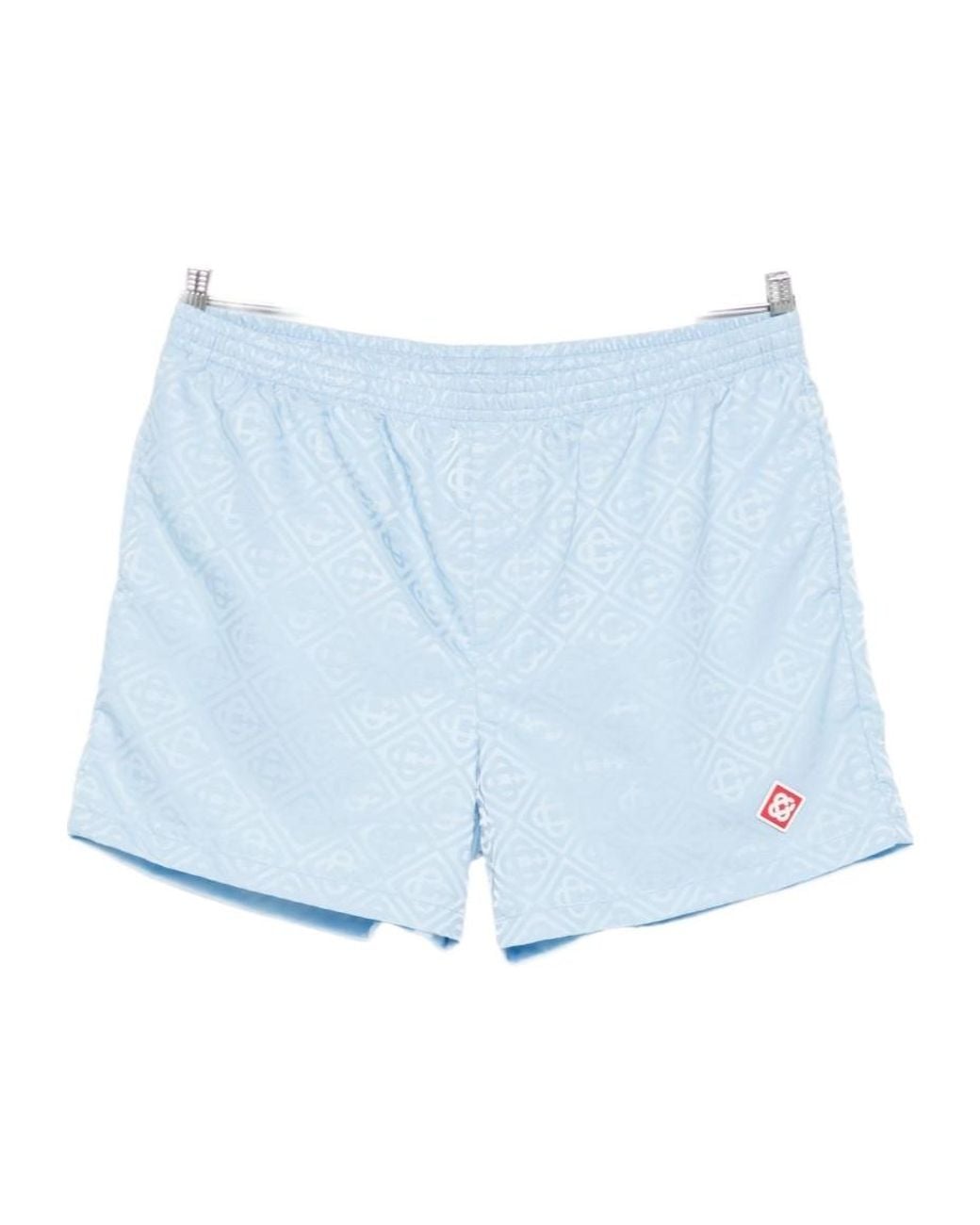 Casablanca Blue Monogram-Jacquard Elasticated Waistband Swim Shorts for men