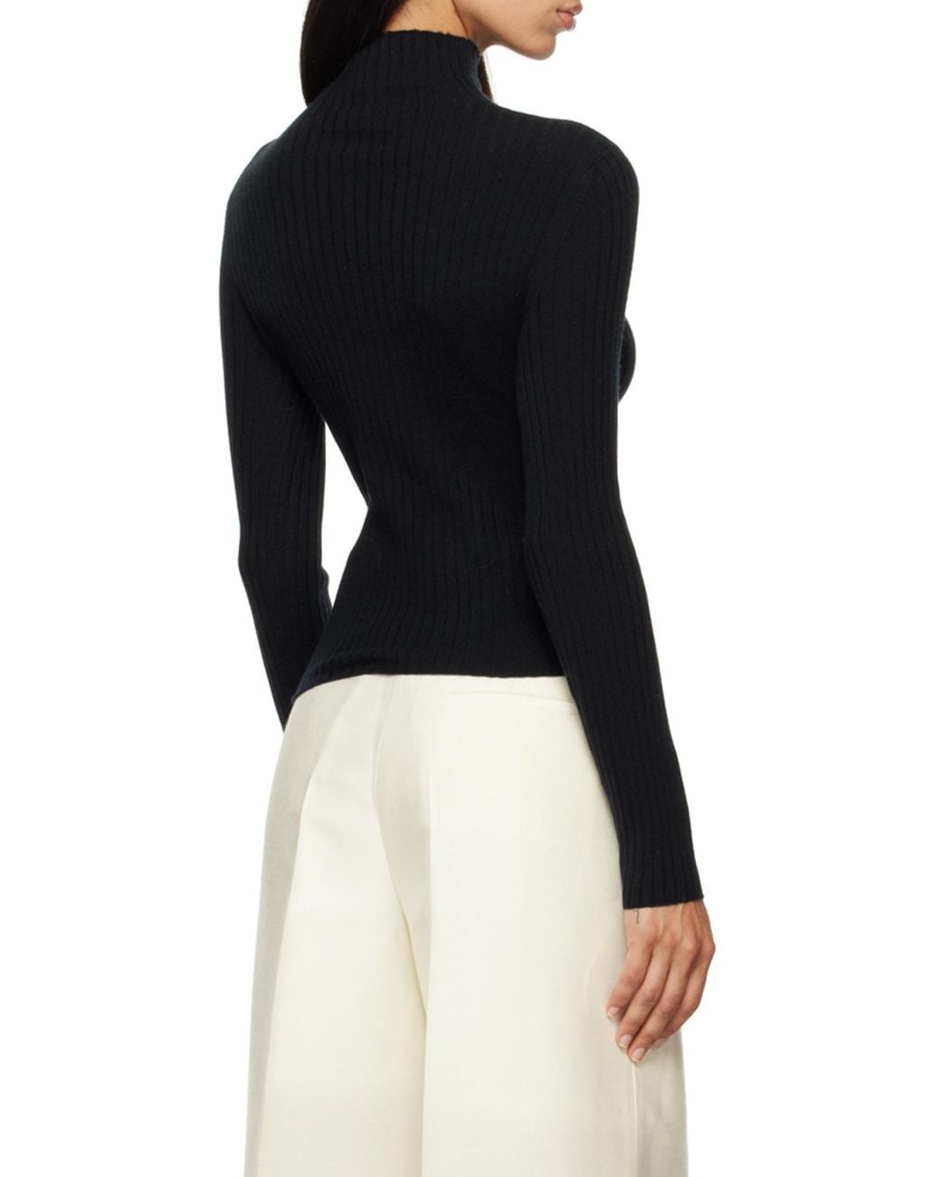 arch4 Black Ribbed Cashmere Sweater
