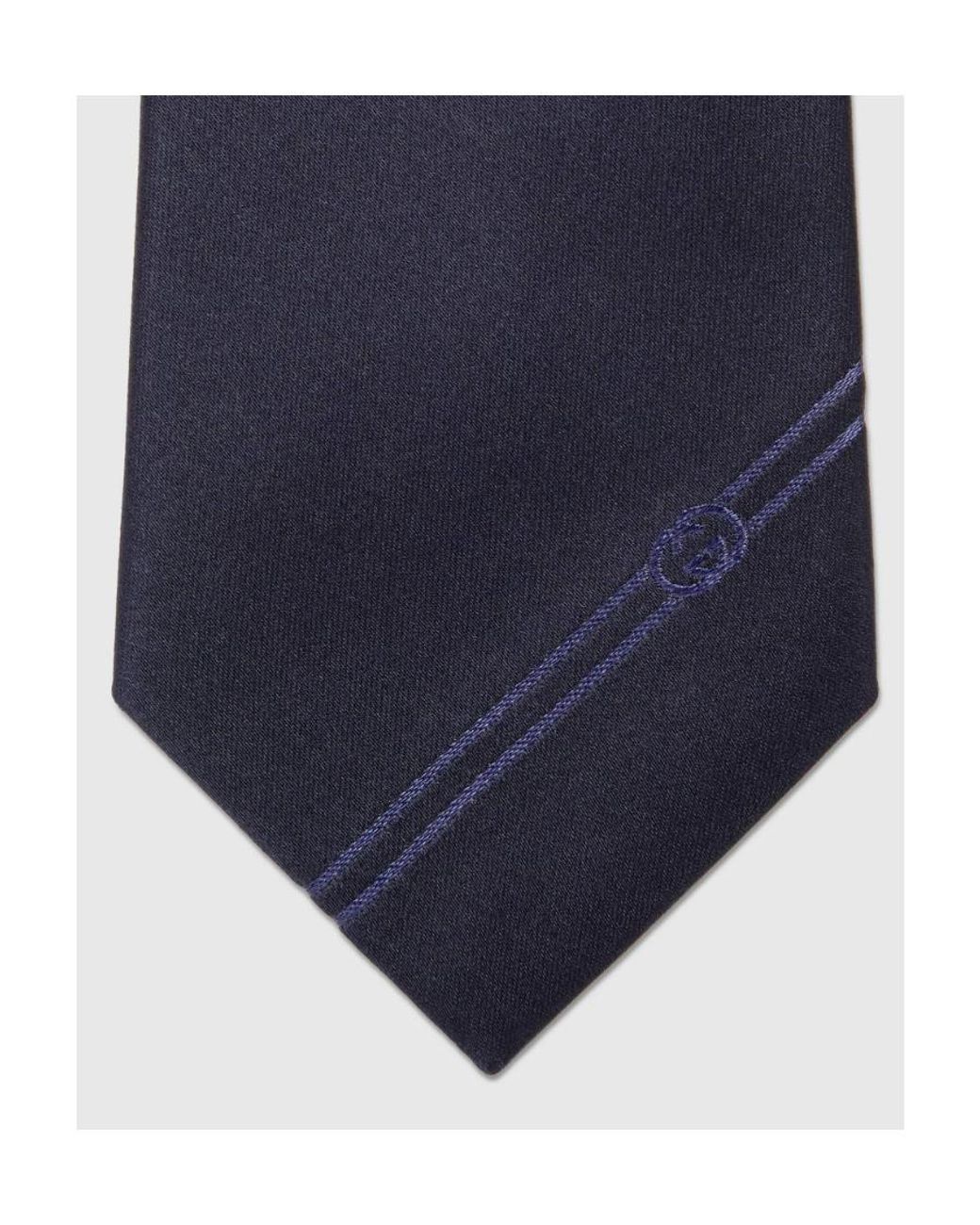 Gucci Blue Silk Tie With Interlocking G for men