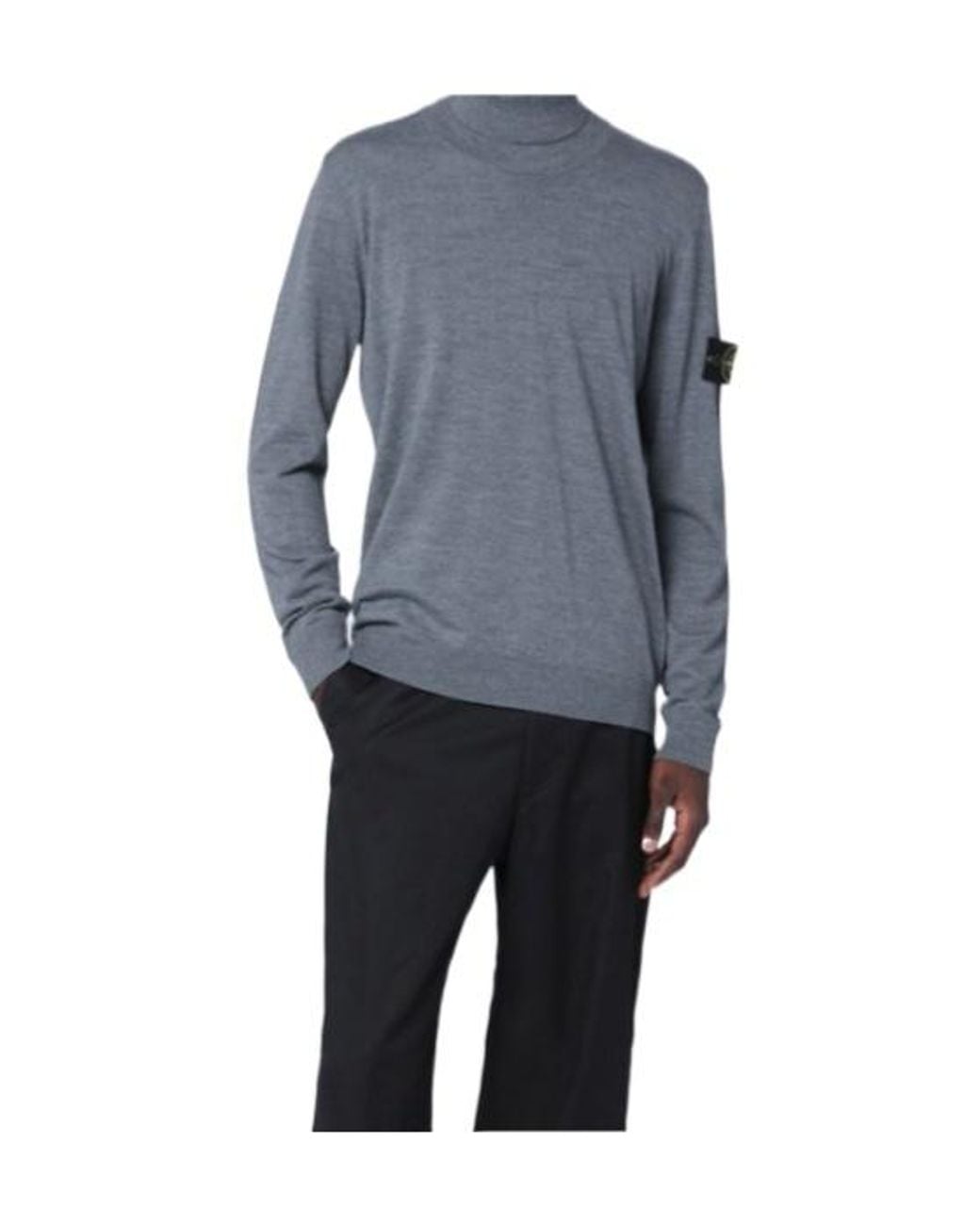 Stone Island Blue Logo Patch Roll Neck Jumper for men