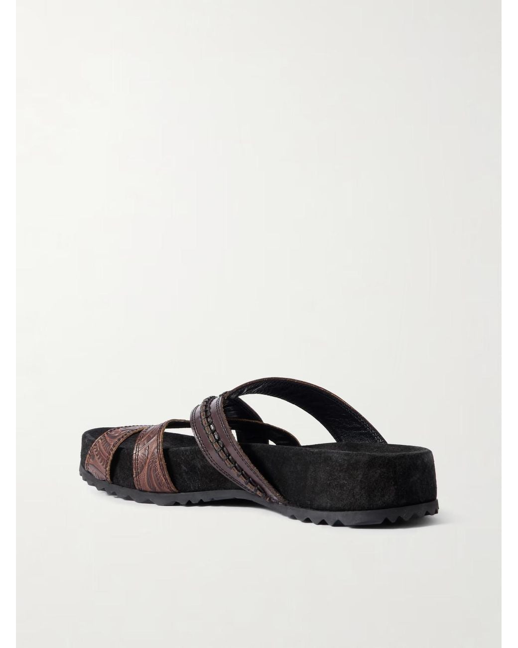 Dries Van Noten Brown Embossed Leather Sandals