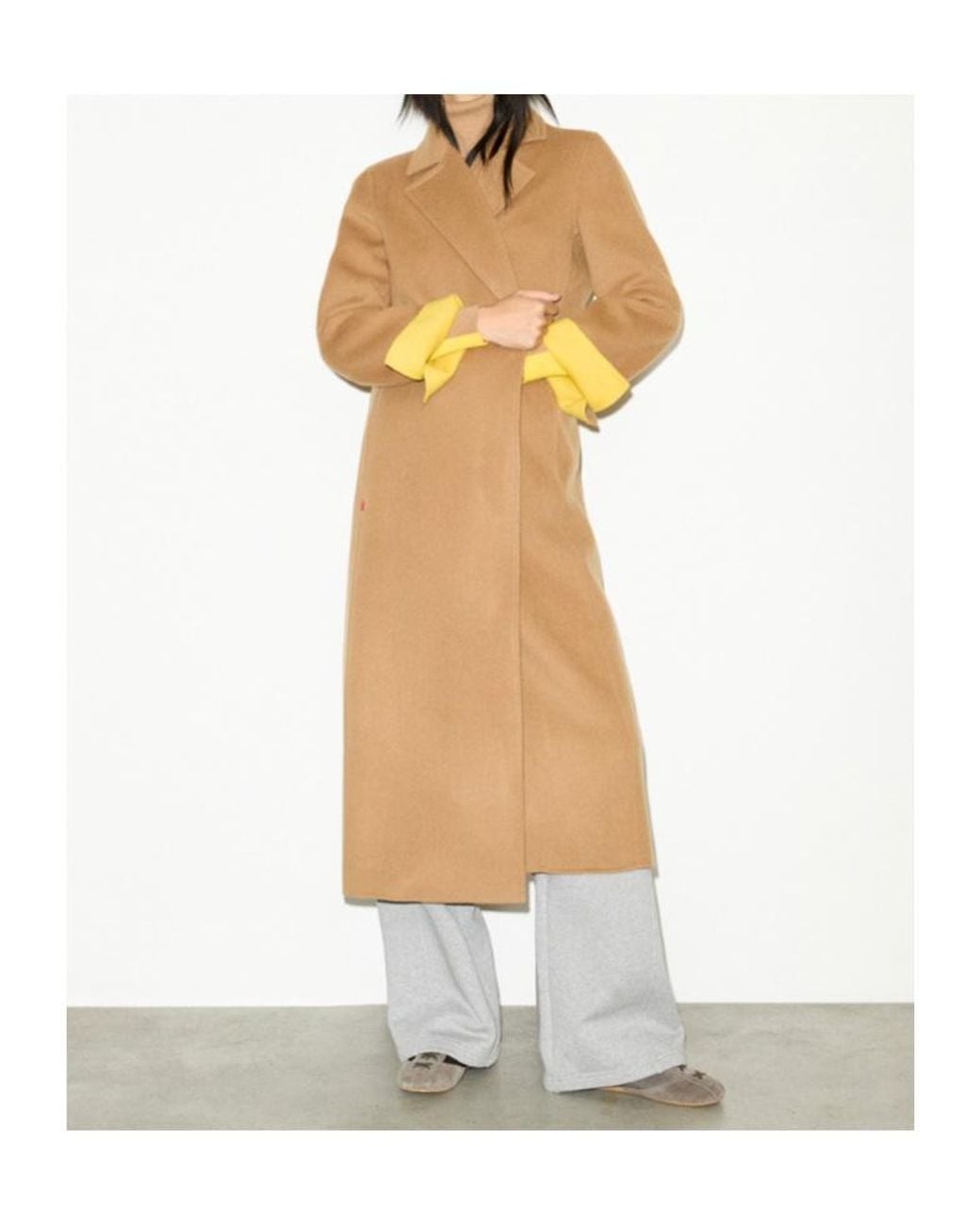 MAX&Co. Natural Longrun Double-Woven Wool Coat