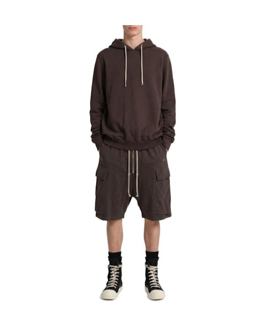 Rick Owens Brown Oversized Hooded Cotton Sweatshirt for men