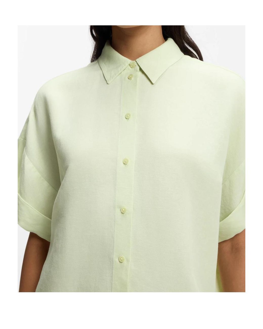 Boss White Turn-Up Short-Sleeve Shirt