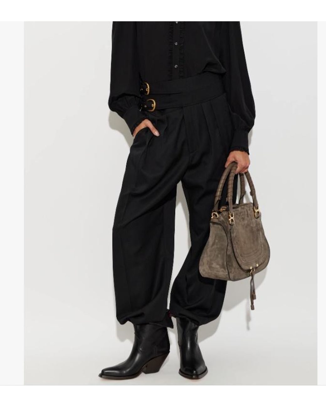 Chloé Black Chloé Azelan Fold-Over Cowboy Boots