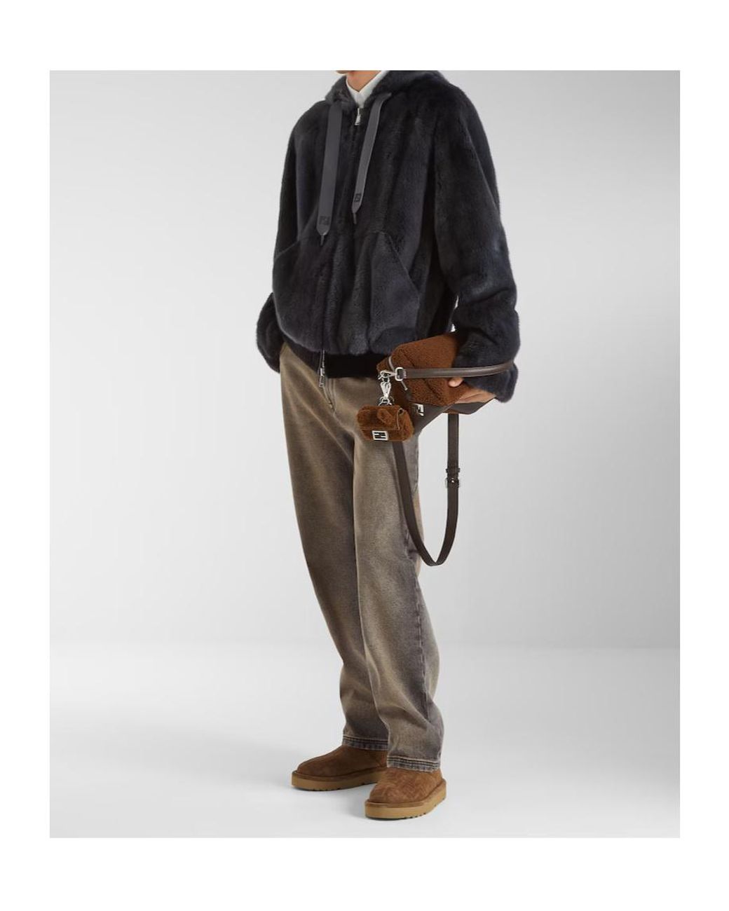 Fendi Brown Dark Shearling Charm for men