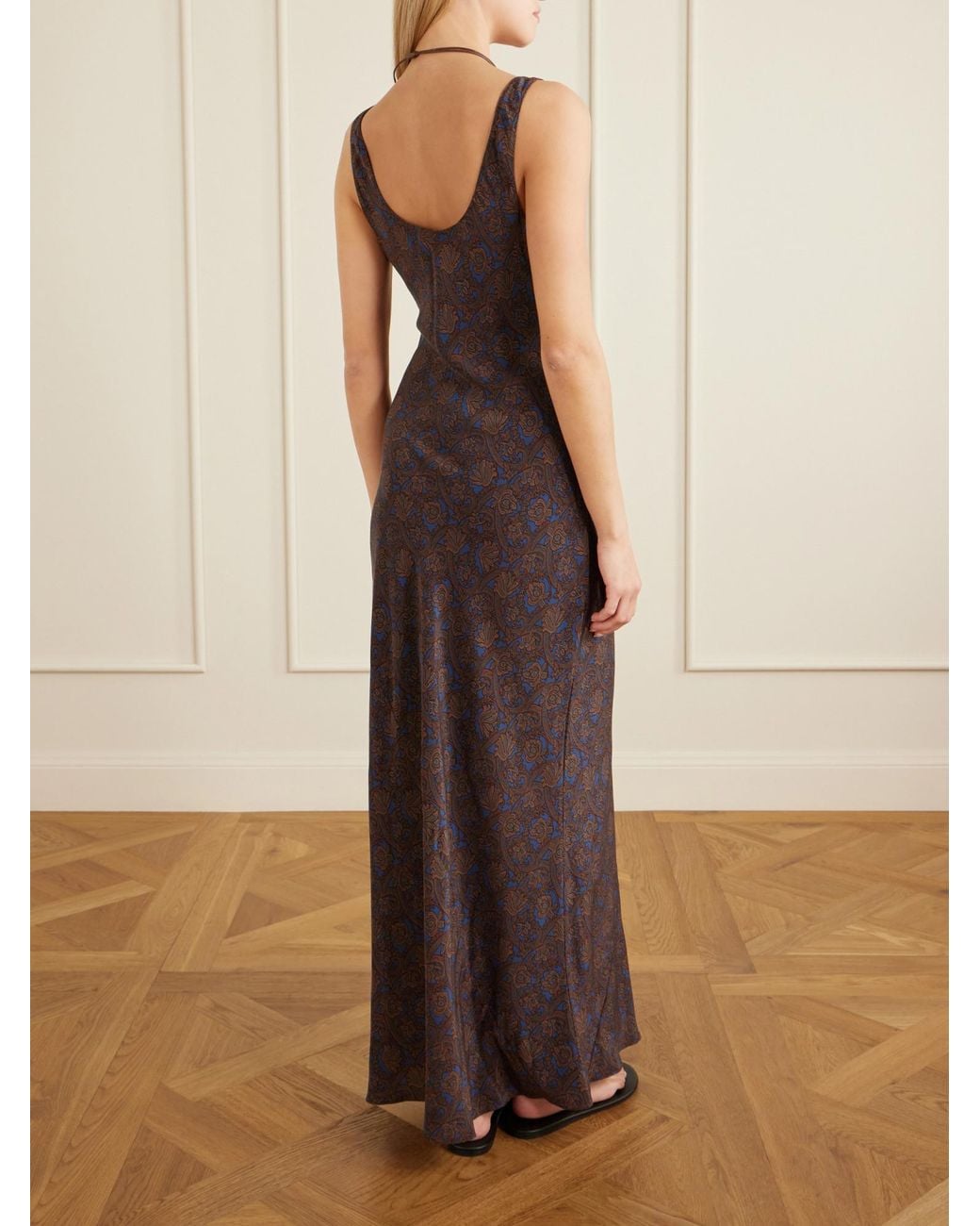 Matteau Purple Printed Silk-Crepe Maxi Dress