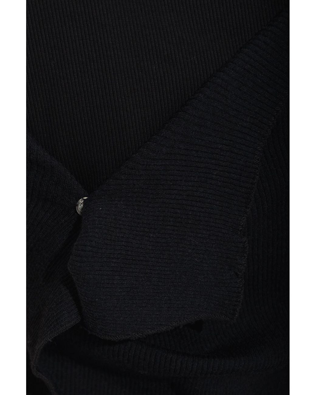 MM6 by Maison Margiela Black Asymmetric Draped Knitted Dress