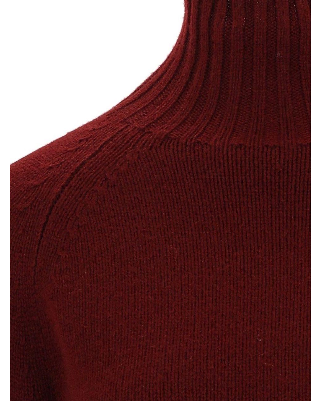 Max Mara Red Mantova Ribbed High Neck Sweater