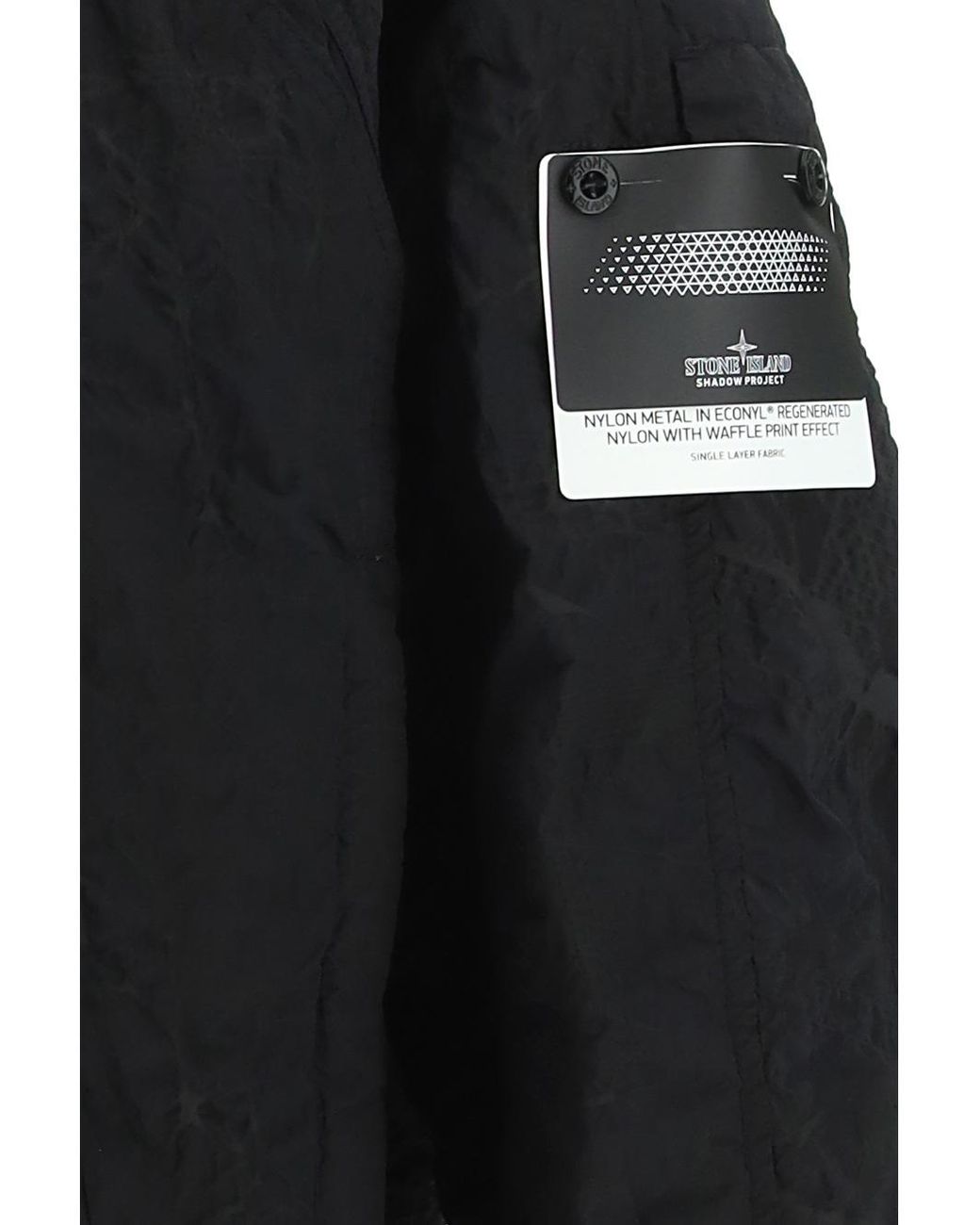 Stone Island Black Crinkle-Finish Hooded Jacket for men