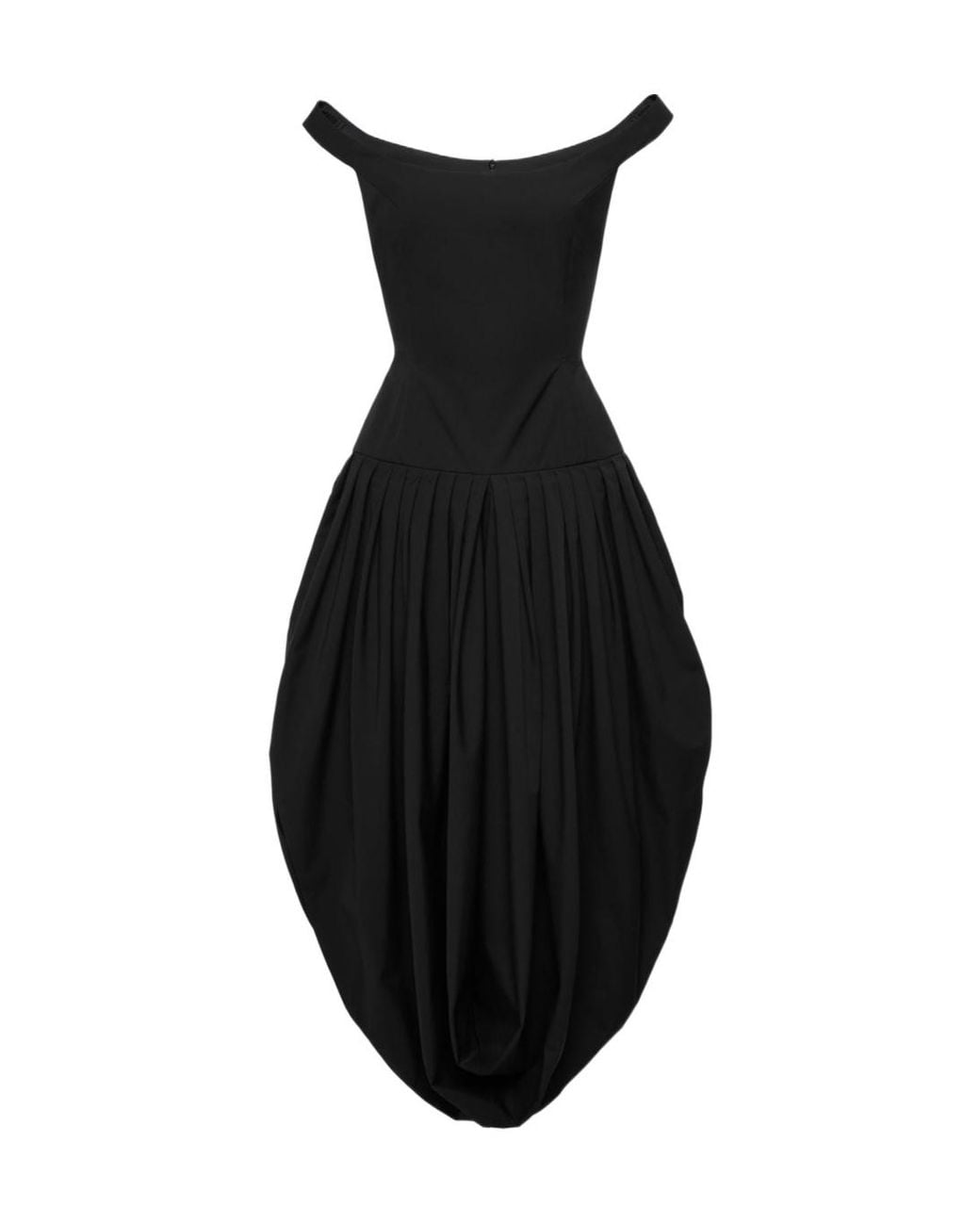 Magda Butrym Black Long Off-Shoulder Draped Dress