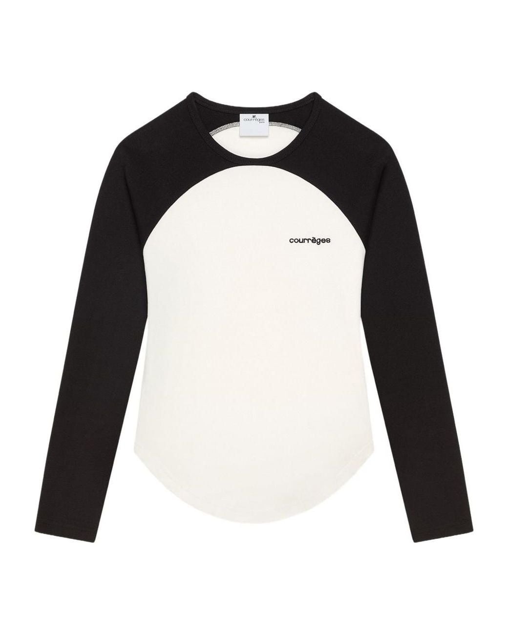 Courreges Black Courrèges Logo Embroidered Long-Sleeved T-Shirt