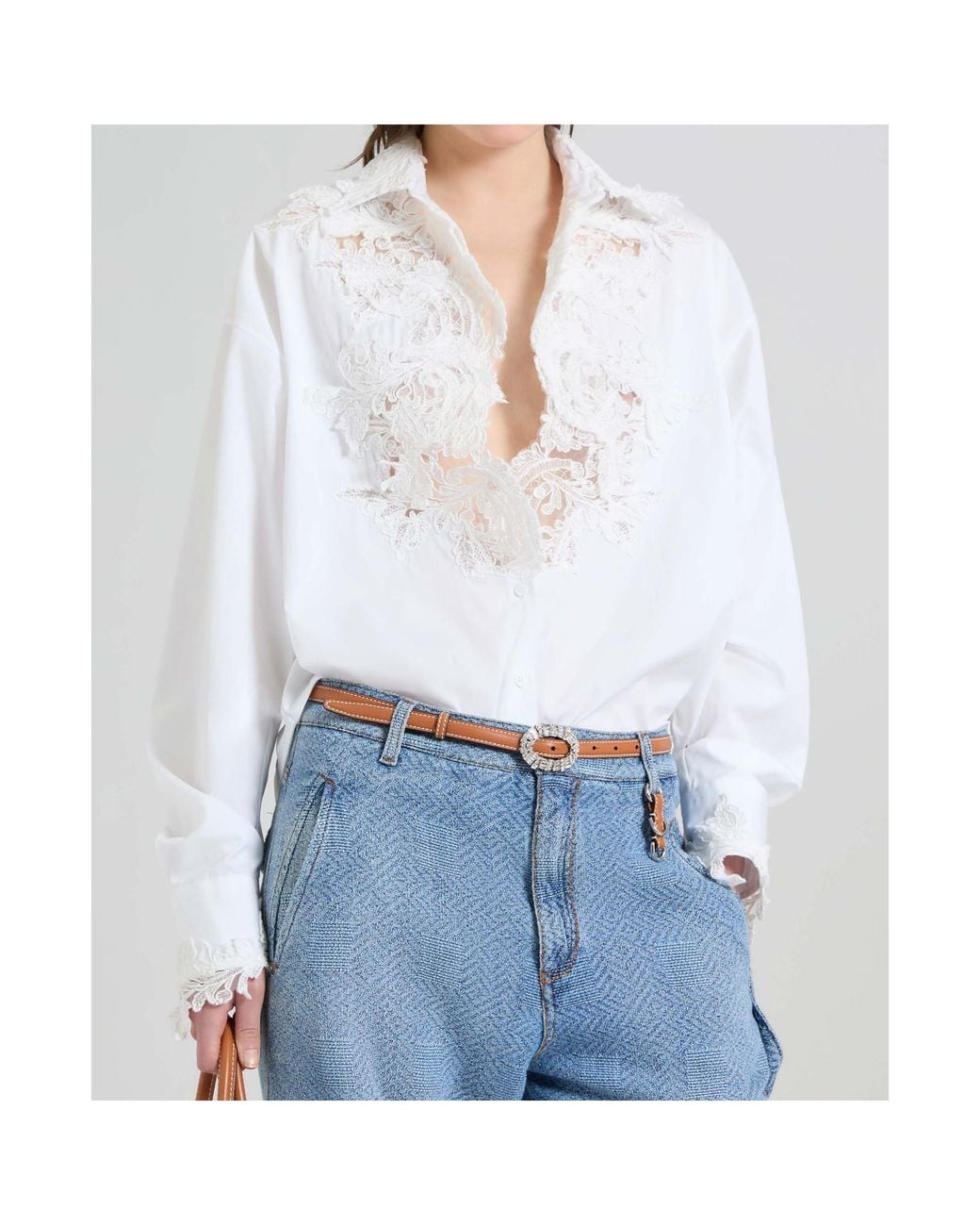 Ermanno Scervino White Floral Lace Shirt