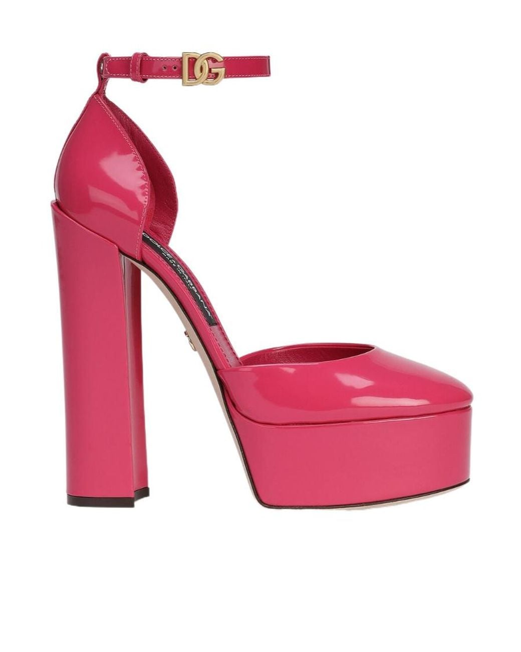Dolce & Gabbana Pink Logo Platform Heels