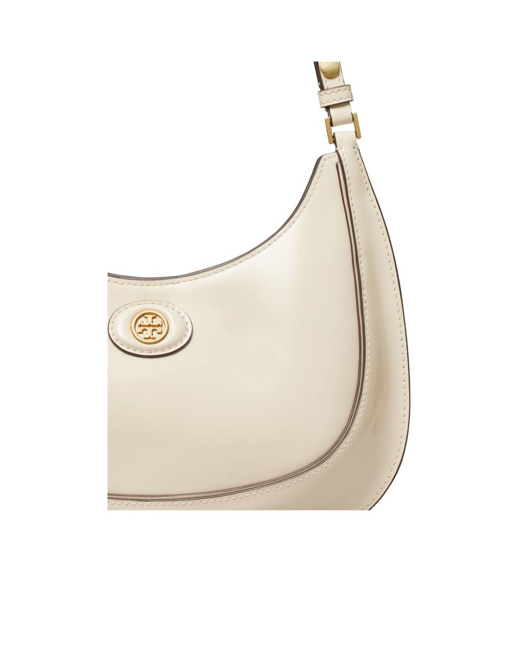 Tory Burch White Logo Plaque Zipped Shoulder Bag