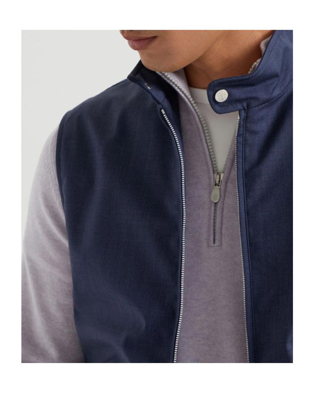 Brunello Cucinelli Blue Flannel Zipped Gilet for men