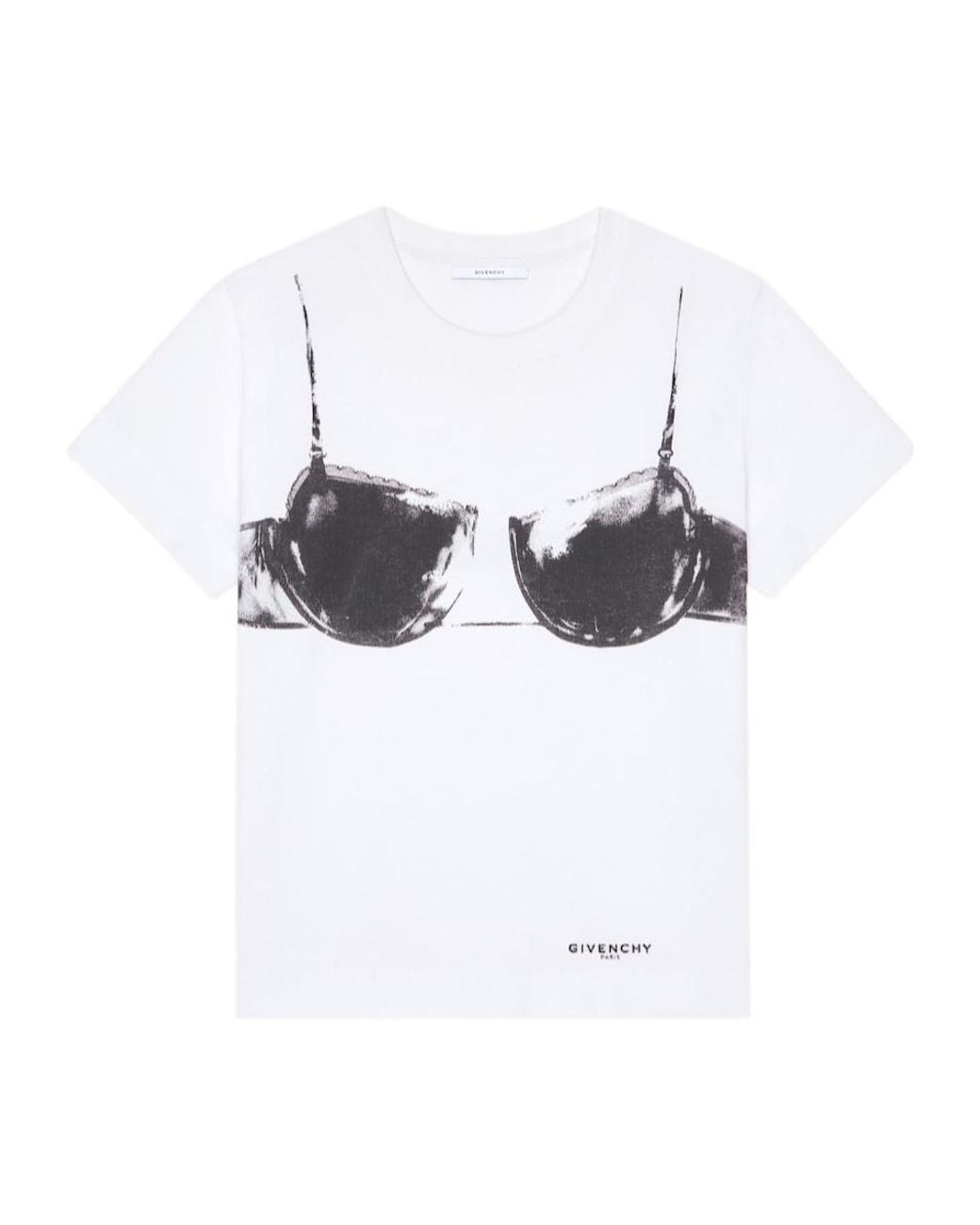 Givenchy White Cutaway Bra Printed Crewneck T-Shirt