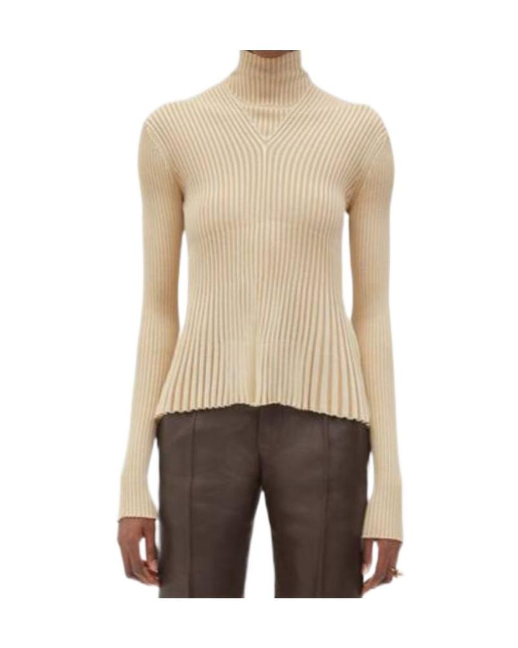 Bottega Veneta Natural Lightweight Pleated Jumper