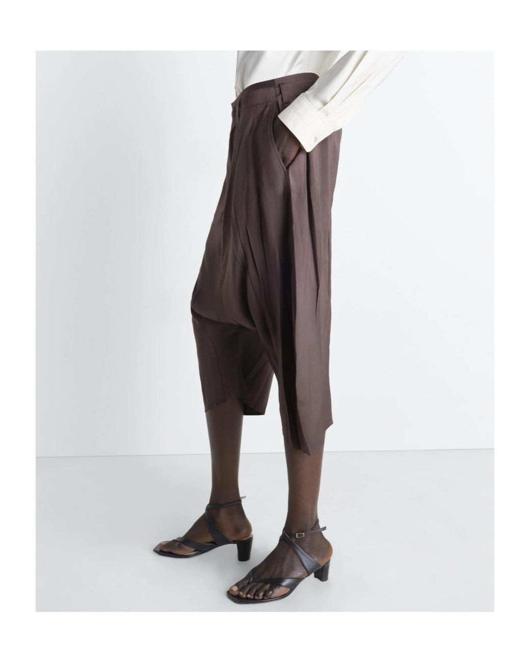 Lemaire Gray Creased Dropped Crotch Bermudas