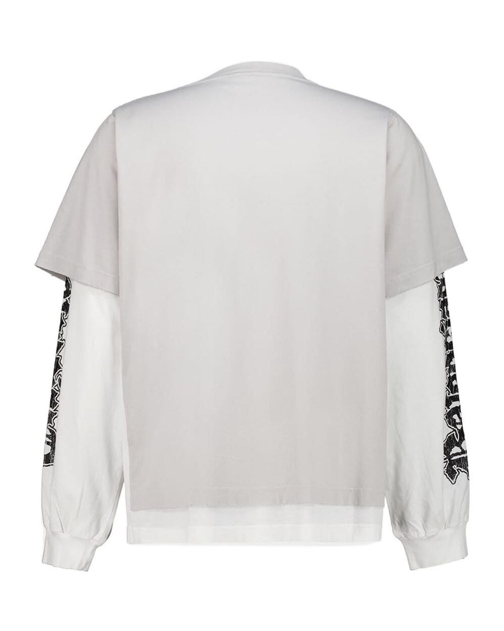Balenciaga Gray Logo Double-Layer T-Shirt for men