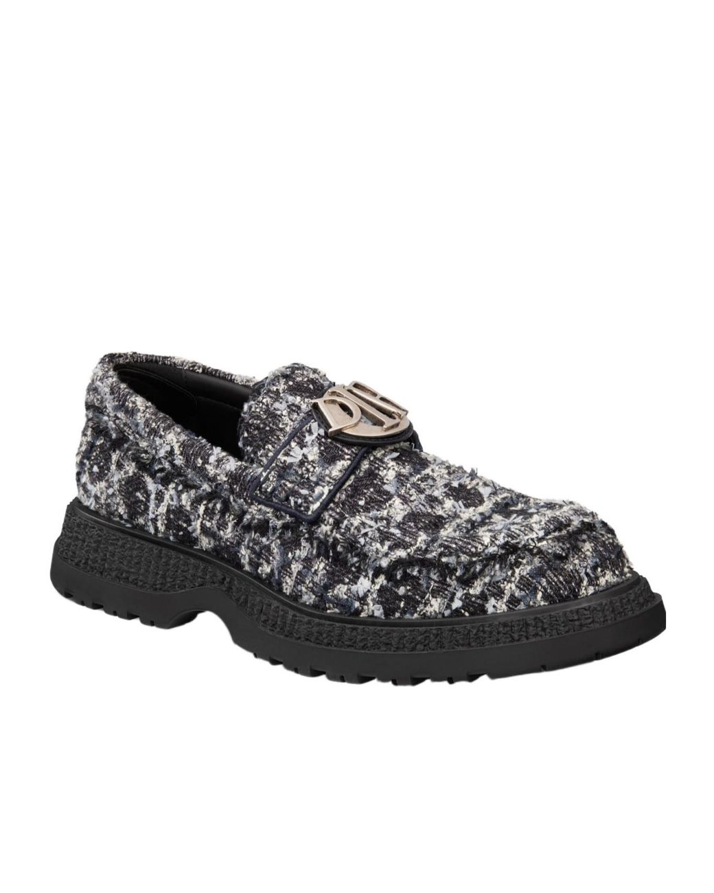 Dior Gray Homme Cannage Tweed Loafers for men