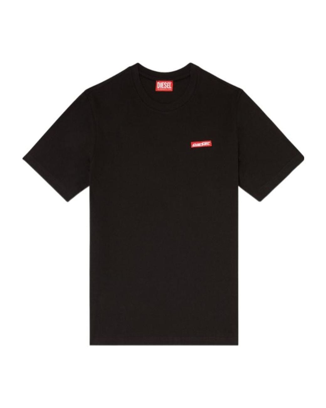 DIESEL Black Cotton T-Shirt With Logo Patch for men