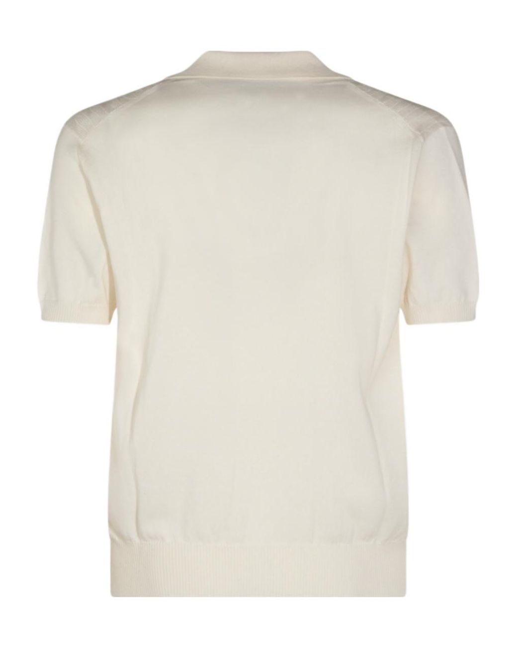 Canali White Textured Knit Polo Top for men