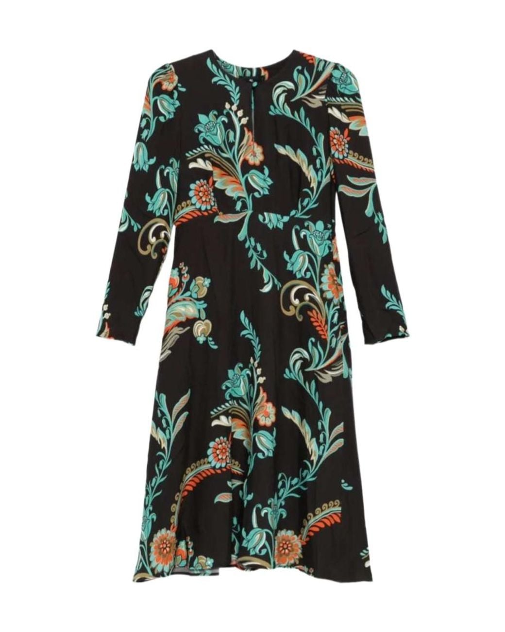 Etro Green Keyhole Neck Floral Printed Midi Dress
