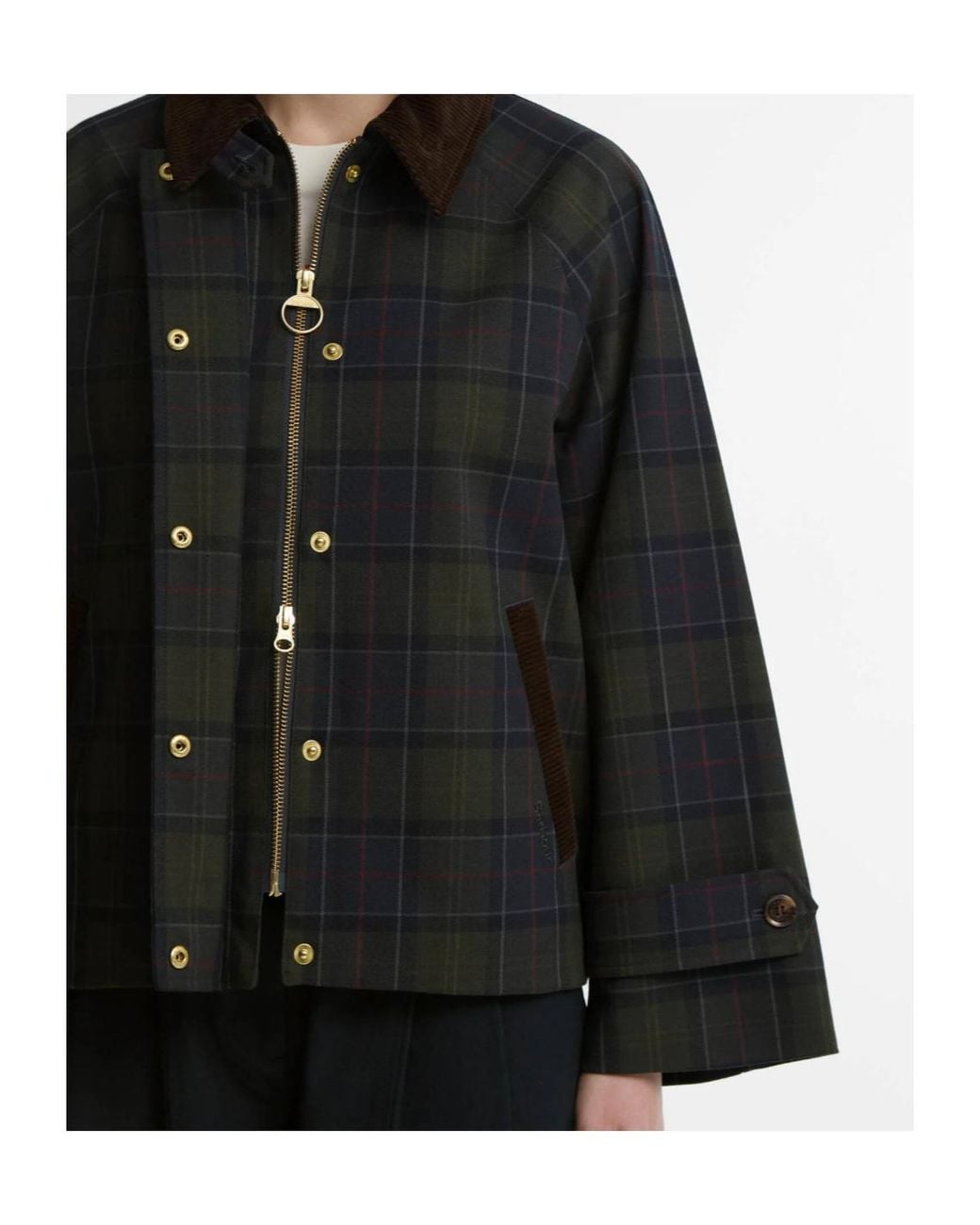 Barbour Black Sandra Tartan Showerproof Jacket