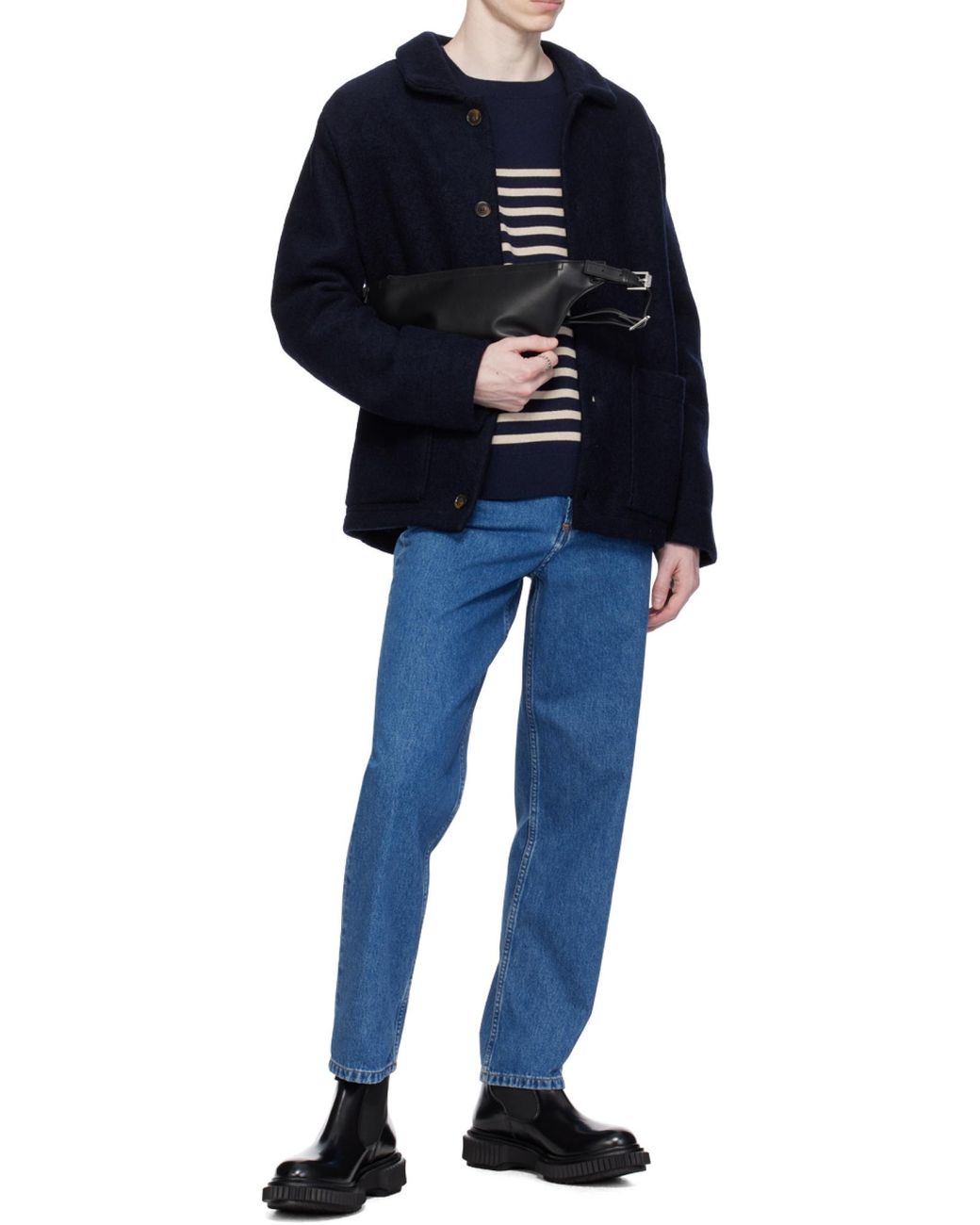 A.P.C. Blue Button Detailed Straight Leg Jeans for men