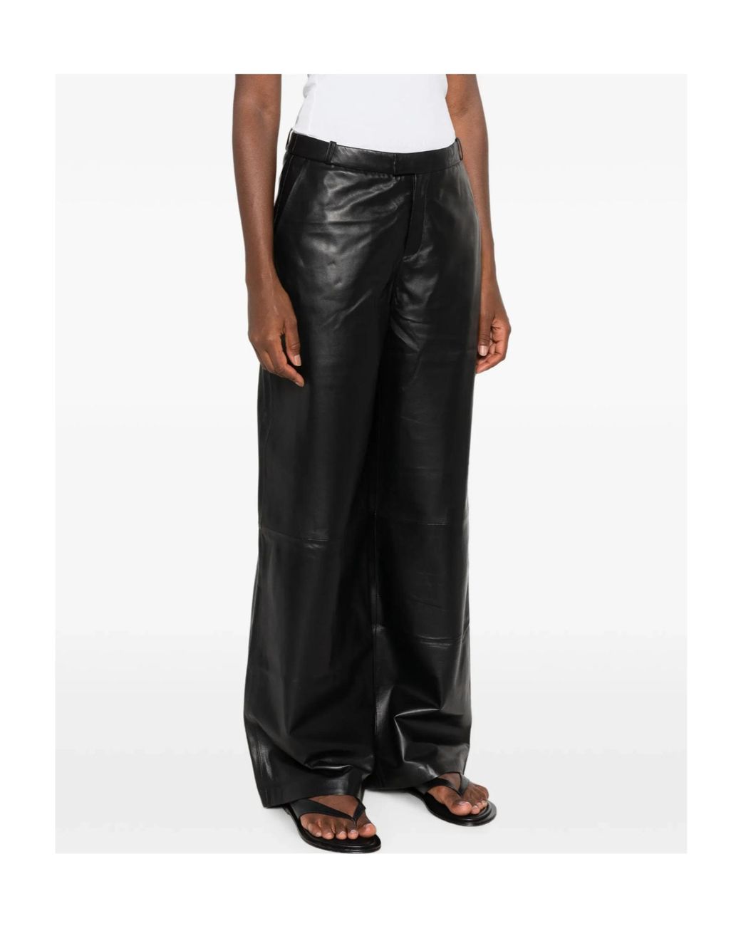 Arma Black Wide-Leg Leather Pants