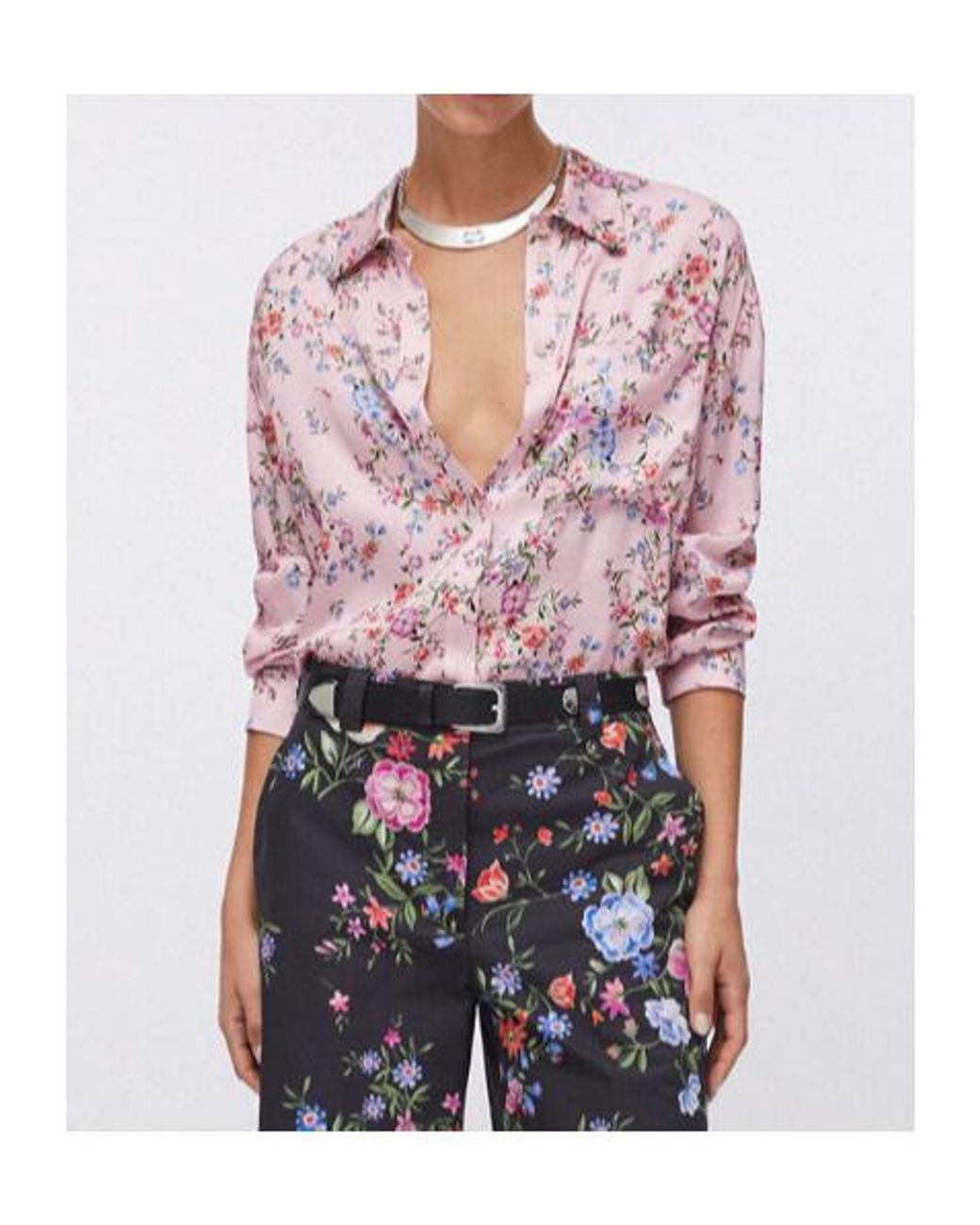 Liu Jo Pink Floral Button-Front Shirt