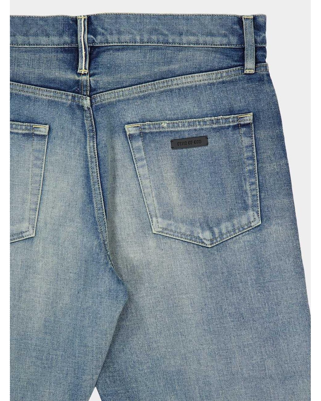 Fear Of God Blue Straight 5 Pocket Jeans for men